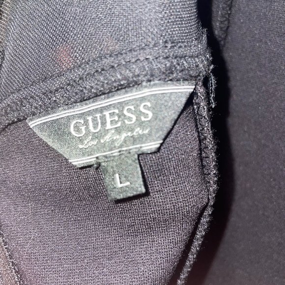 Guess Black Dress with Mesh Plunge Size Large - Picture 4 of 4